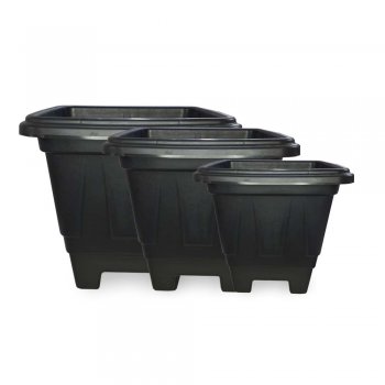 VASO QUADRADO PMG PRETO - 1,7L/3,5L/6,4L -3 PÇS