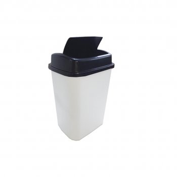 LIXEIRA RETANGULAR BRANCA BASCULANTE C/ TAMPA PRETA - 9L