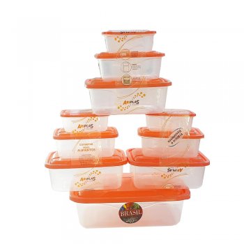 TOP10 - 01 CX.VERSATIL RETANGULAR  3,3L + 3 PMG RET  300ML/ 700ML/ 1,4L -  10PÇS