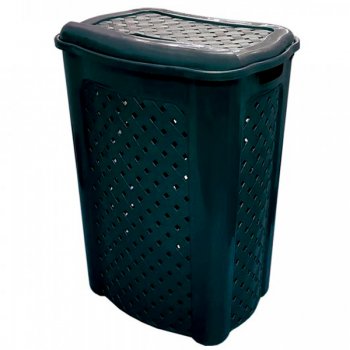 CESTO RATTAN C/ TAMPA PRETO - 45L
