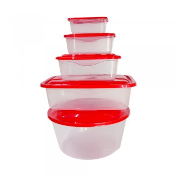 CJ.SALADEIRA RED 5,5L + CAIXA RET 3,3L C/ 1 PMG RET 300ML/ 700ML/ 1,390ML   - 5PÇS